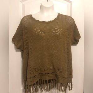 Torrid Short Sleeve Fringe Sweater 100% Cotton Size 1